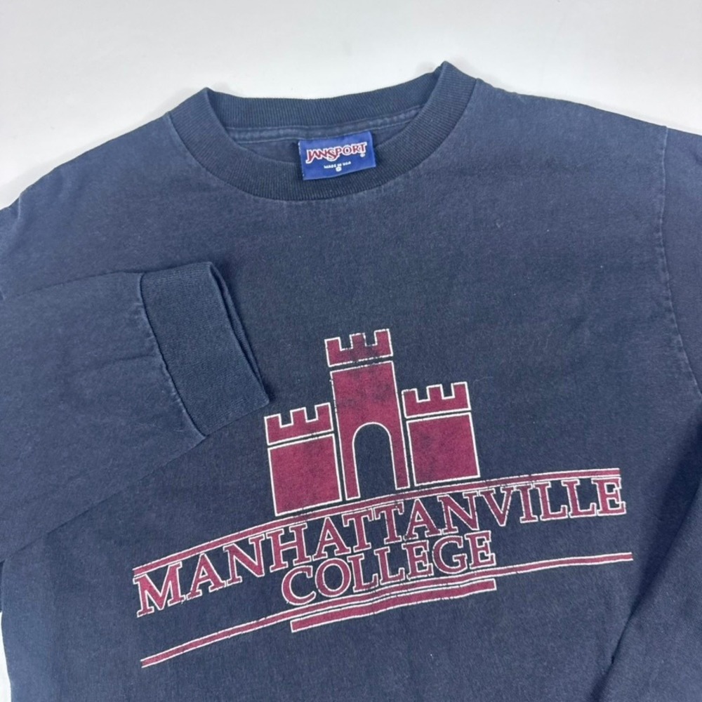 Vintage JanSport Manhattanville College Shirt Mens Small Long Sleeve Made in USA